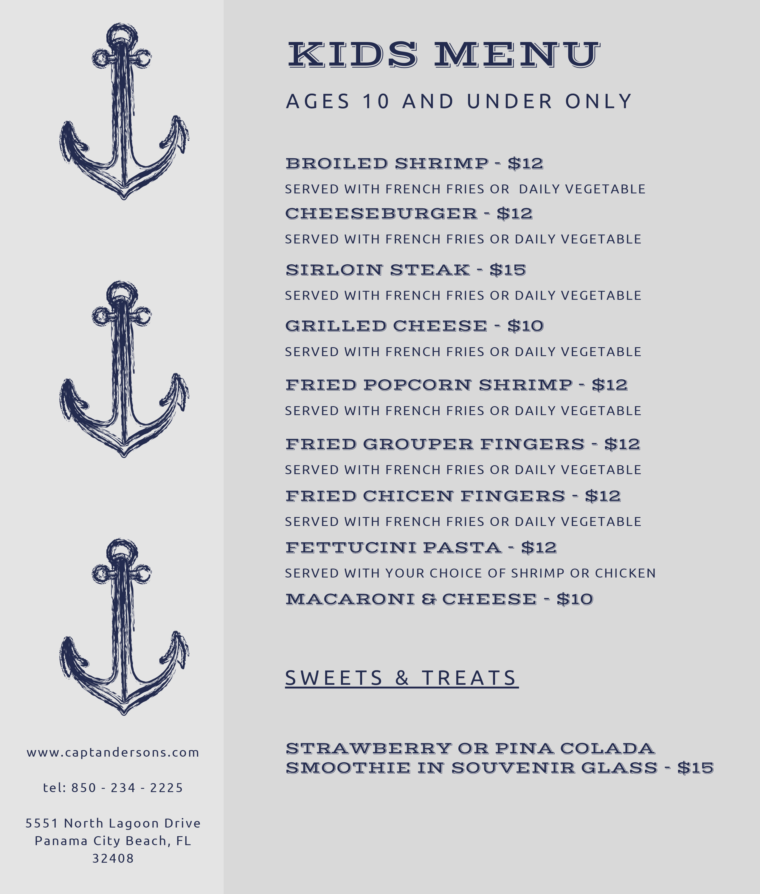 Childrens Menu – Opens in New Window